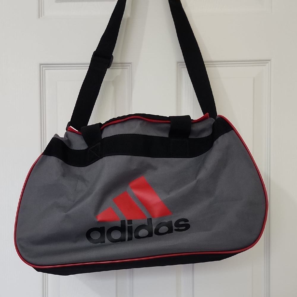 Adidas Black and Red Duffel Bag
